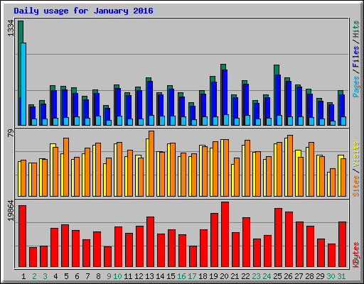 Daily usage for January 2016