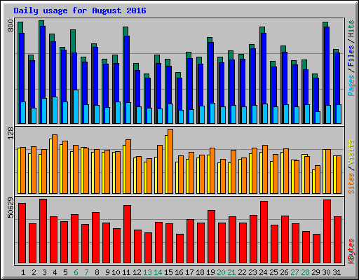 Daily usage for August 2016