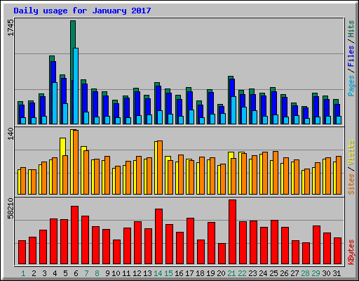 Daily usage for January 2017
