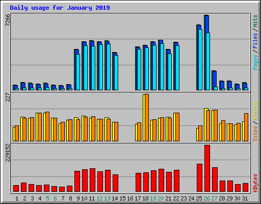 Daily usage for January 2019