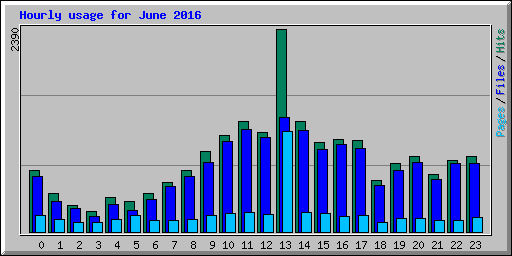 Hourly usage for June 2016
