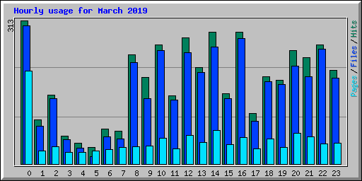 Hourly usage for March 2019