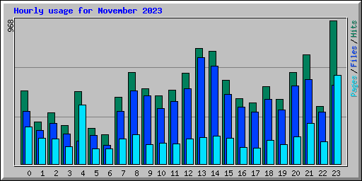 Hourly usage for November 2023